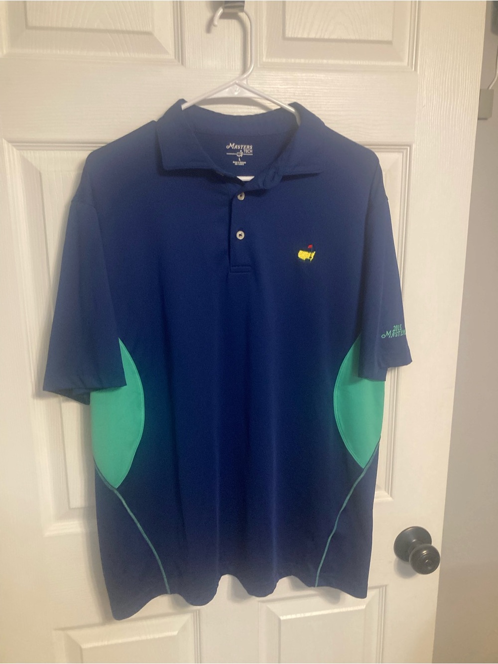 Masters Navy Polo with Teal Side Panels